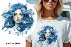PNG Zodiac sign Pisces. Astrology, esoteric, divination, witchcraft concept. Watercolor digital art