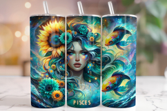 Pisces Tumbler Wrap, Pisces Zodiac Tumbler, Astrology PNG Product Image 1