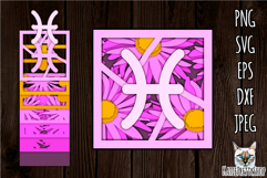3D Layered papercut Zodiac sign SVG, Pisces paper cut file Product Image 1