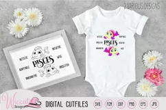Baby girl pisces zodiac sign svg cut file Product Image 3