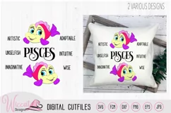 Baby girl pisces zodiac sign svg cut file Product Image 1