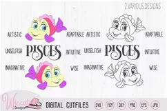 Baby girl pisces zodiac sign svg cut file Product Image 2