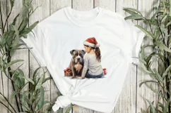 Christmas Dog And Little Girl Clipart Product Image 2