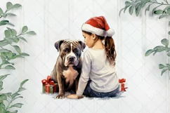 Christmas Dog And Little Girl Clipart Product Image 1