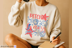 Pitches Be Crazy Baseball Hand-Drawn SVG Design Product Image 3