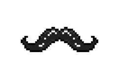 Pixel art black moustache object graphic isolated Product Image 1