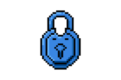 Pixel art blue padlock game asset illustration Product Image 1