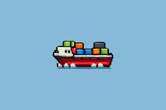 Pixel Art Cargo Ship Design Vector Product Image 2