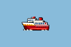 Pixel Art Cruise Ship Design Vector Product Image 1