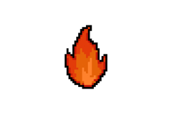 Pixel art flame and fire element object clipart Product Image 1