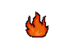Pixel art flame and fire element object isolated Product Image 1