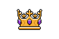 Pixel art gold crown object clipart design Product Image 1