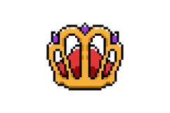 Pixel art gold crown object clipart vector Product Image 1