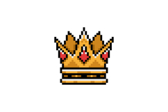 Pixel art golden crown clipart element concept Product Image 1