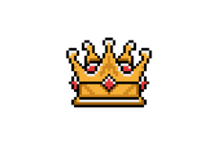 Pixel art golden crown clipart element isolated Product Image 1