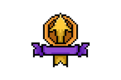 Pixel art level up award badge game asset isolated Product Image 1
