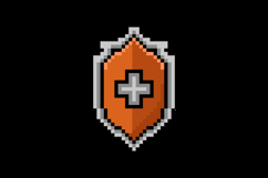 Pixel art protection shield shape object graphic element iso Product Image 2