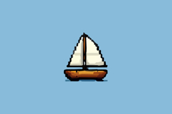 Pixel Art Sailboat Design Vector Product Image 2