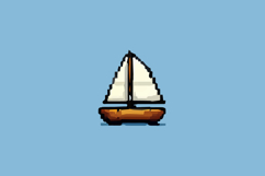 Pixel Art Sailboat Design Vector Product Image 1