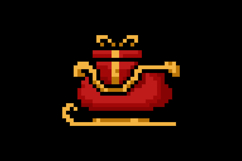 Pixel art santa gift cart graphic design vector Product Image 2