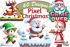 Pixel Christmas Arcade Clipart, Retro Gamer Clip Art Product Image 1