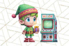 Pixel Christmas Arcade Clipart, Retro Gamer Clip Art Product Image 3