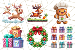 Pixel Christmas Arcade Clipart, Retro Gamer Clip Art Product Image 3