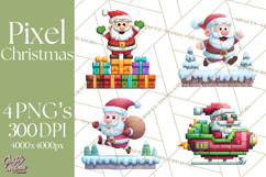 Pixel Christmas Arcade Clipart, Retro Gamer Clip Art Product Image 1