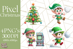 Pixel Christmas Arcade Clipart, Retro Gamer Clip Art Product Image 1