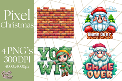 Pixel Christmas Arcade Clipart, Retro Gamer Clip Art Product Image 1
