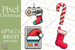 Pixel Christmas Arcade Clipart, Retro Gamer Clip Art Product Image 1