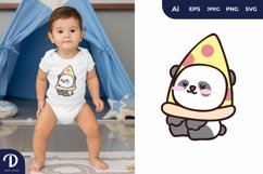 Pizza on Panda Head Illustration Product Image 1