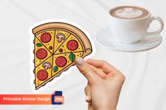 Cute Pizza Sticker, Kawaii Pizza Sticker, Pizza Lover Art Product Image 1