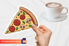 Cute Pizza Sticker, Kawaii Pizza Sticker, Pizza Lover Art Product Image 1