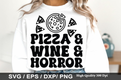 Pizza &amp; wine &amp; horror SVG - Funny Horror Valentine's Day Des Product Image 1