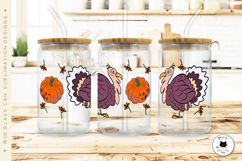 Thanksgiving Glass Can Wrap | Turkey Libbey Glass Can PNG Product Image 2