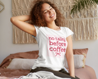 Preppy No Talky Before Coffee Png | Funny Striped Coffee Png Product Image 2