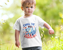 Chill the Fourth Out PNG, 4th of July Crocodile Kids Shirt Product Image 2