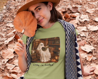 Retro Cozy Ghost Reading Halloween PNG | Trendy Halloween Product Image 2