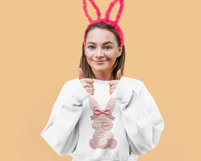 Patchwork Easter Bunny Girl PNG | Faux Embroidered Girl Product Image 2