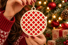 Plaid Christmas Bauble SVG Laser Cut Ornament Design File Product Image 1
