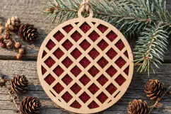 Plaid Christmas Bauble SVG Laser Cut Ornament Design File Product Image 2