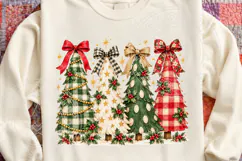 Plaid Christmas Tree PNG, Rustic Bow Chr Product Image 4