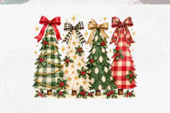 Plaid Christmas Tree PNG, Rustic Bow Chr Product Image 5