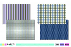 Plaid and geometric digital papers in blue green and cream colors