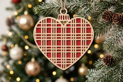 Plaid Heart Christmas Ornament SVG Cut File Product Image 1