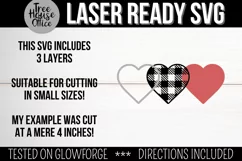 Layered plaid heart project shows the three layers included in the svg laser cut file