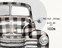 Halloween Farm clipart; Watercolor clipart; sublimation designs; Watercolor Vintage art; Plaid pickup truck clipart; old truck watercolor; black &amp; white plaid truck; transport; vehicle; retro; classic Plaid Vintage Truck Clipart; old car; vintage; auto; p