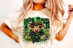 St Patrick&#039;s Day Highland Cow PNG, Lucky Day PNG, Shamrock Product Image 1