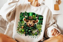 St Patrick&#039;s Day Highland Cow PNG, Lucky Day PNG, Shamrock Product Image 2
